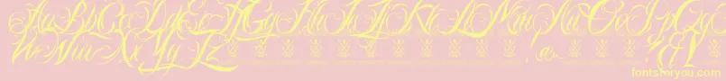 Ninascriptdemo-Schriftart – Gelbe Schriften auf rosa Hintergrund