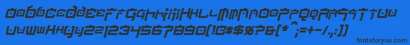 NipponTechCondensedBoldItalic Font – Black Fonts on Blue Background
