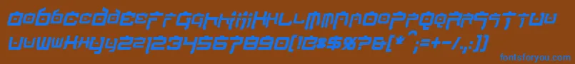 NipponTechCondensedBoldItalic Font – Blue Fonts on Brown Background