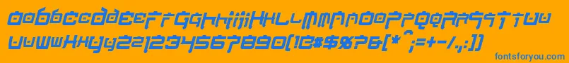 NipponTechCondensedBoldItalic Font – Blue Fonts on Orange Background