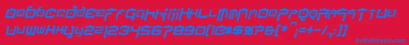 NipponTechCondensedBoldItalic Font – Blue Fonts on Red Background