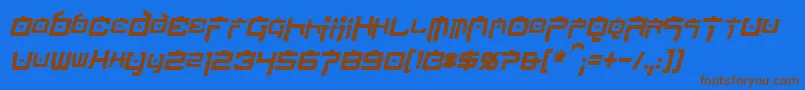 NipponTechCondensedBoldItalic Font – Brown Fonts on Blue Background