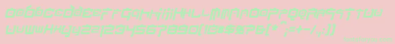 NipponTechCondensedBoldItalic Font – Green Fonts on Pink Background