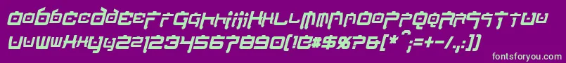 NipponTechCondensedBoldItalic Font – Green Fonts on Purple Background