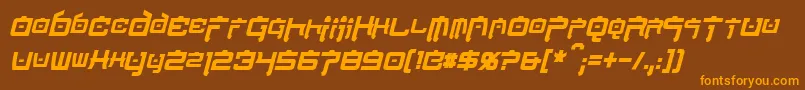 NipponTechCondensedBoldItalic Font – Orange Fonts on Brown Background