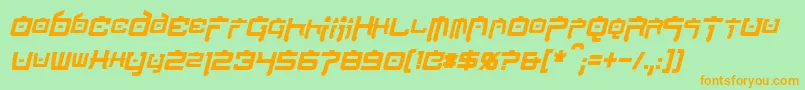 NipponTechCondensedBoldItalic Font – Orange Fonts on Green Background