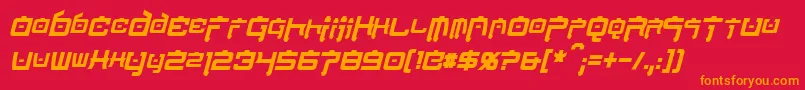 NipponTechCondensedBoldItalic Font – Orange Fonts on Red Background