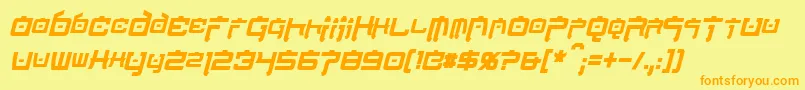 NipponTechCondensedBoldItalic Font – Orange Fonts on Yellow Background