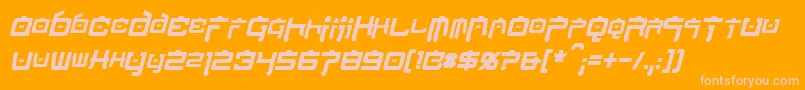 NipponTechCondensedBoldItalic-Schriftart – Rosa Schriften auf orangefarbenem Hintergrund