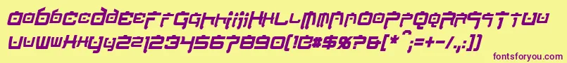 NipponTechCondensedBoldItalic Font – Purple Fonts on Yellow Background