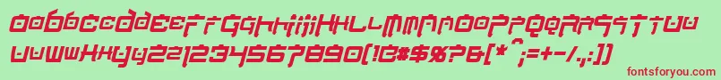 NipponTechCondensedBoldItalic Font – Red Fonts on Green Background