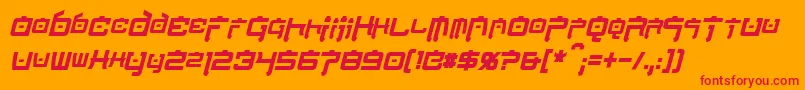 Fonte NipponTechCondensedBoldItalic – fontes vermelhas em um fundo laranja