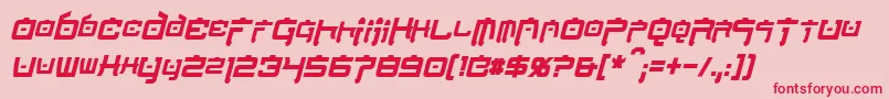NipponTechCondensedBoldItalic Font – Red Fonts on Pink Background