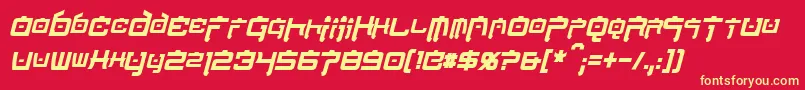 NipponTechCondensedBoldItalic Font – Yellow Fonts on Red Background