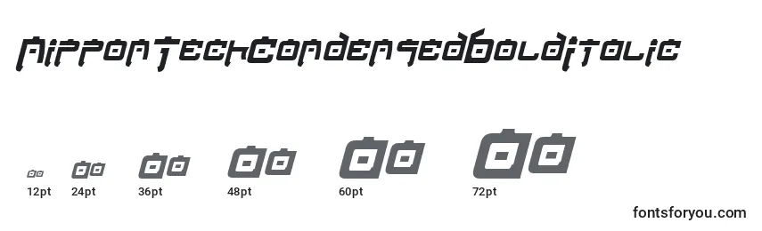 Размеры шрифта NipponTechCondensedBoldItalic