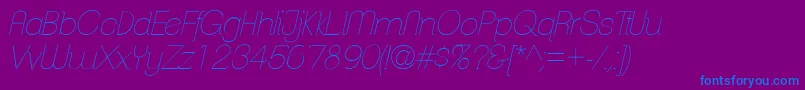 ClementepdabHairlineitalic-Schriftart – Blaue Schriften auf violettem Hintergrund