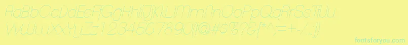 Fonte ClementepdabHairlineitalic – fontes verdes em um fundo amarelo