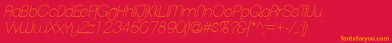 ClementepdabHairlineitalic Font – Orange Fonts on Red Background