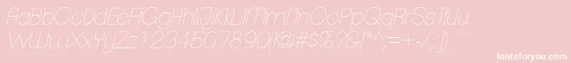 Fonte ClementepdabHairlineitalic – fontes brancas em um fundo rosa