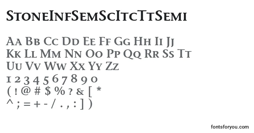 Fuente StoneInfSemScItcTtSemi - alfabeto, números, caracteres especiales
