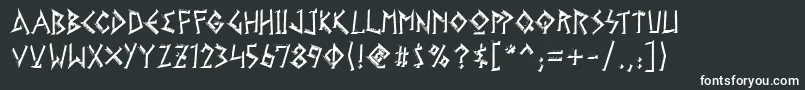 GelioKleftiko-fontti – valkoiset fontit mustalla taustalla
