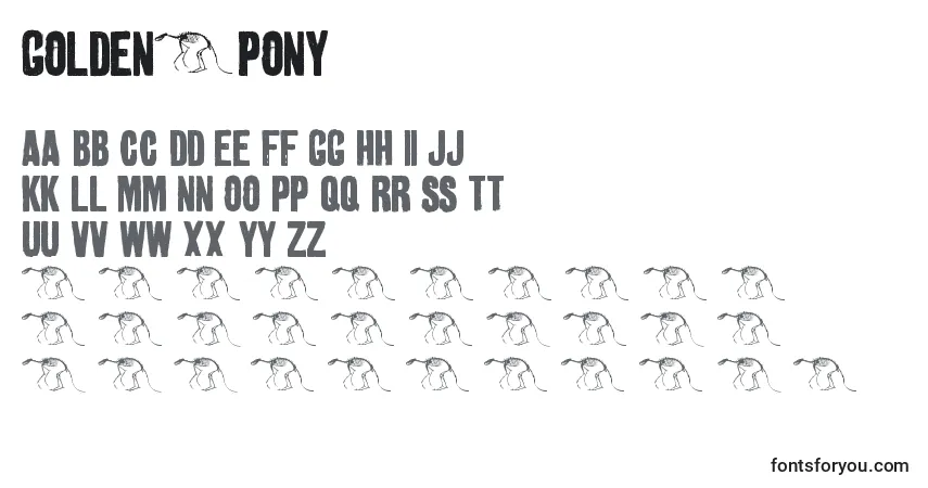 Golden0Pony font – alphabet, numbers, special characters