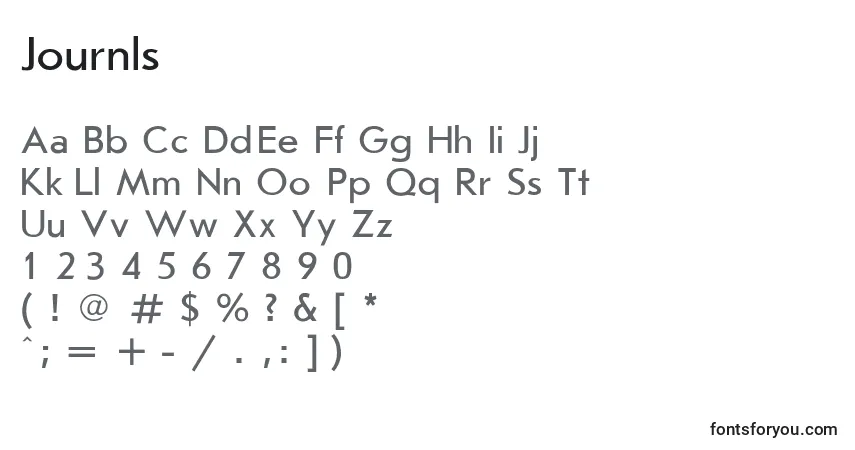 Schriftart Journls – Alphabet, Zahlen, spezielle Symbole