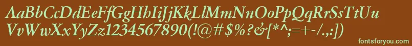 GaramondClassicoBolditalic-fontti – vihreät fontit ruskealla taustalla