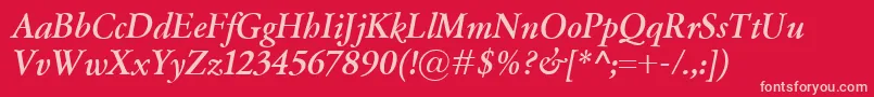 GaramondClassicoBolditalic-fontti – vaaleanpunaiset fontit punaisella taustalla