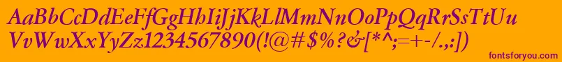 GaramondClassicoBolditalic-fontti – violetit fontit oranssilla taustalla