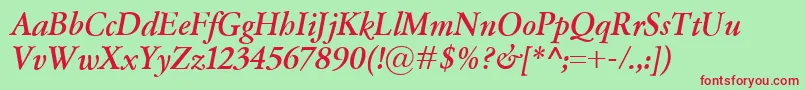 GaramondClassicoBolditalic Font – Red Fonts on Green Background
