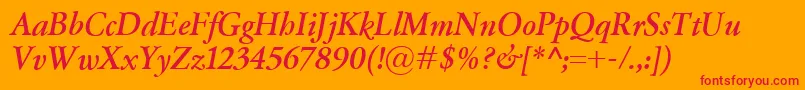 GaramondClassicoBolditalic Font – Red Fonts on Orange Background