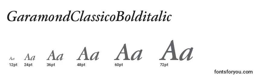 Размеры шрифта GaramondClassicoBolditalic