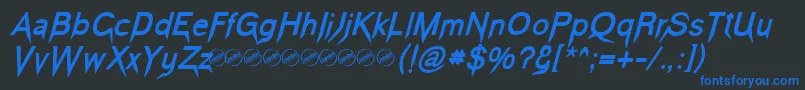 VampeticaBoldItalic Font – Blue Fonts on Black Background