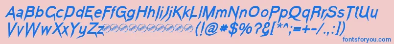VampeticaBoldItalic Font – Blue Fonts on Pink Background