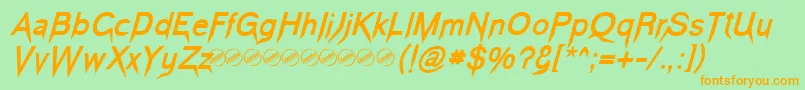 VampeticaBoldItalic Font – Orange Fonts on Green Background