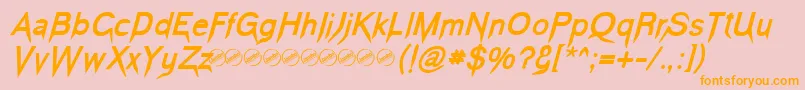 VampeticaBoldItalic-Schriftart – Orangefarbene Schriften auf rosa Hintergrund