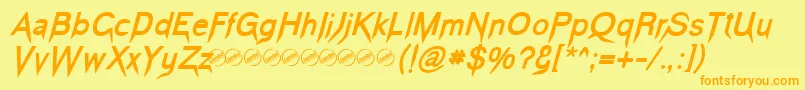 VampeticaBoldItalic Font – Orange Fonts on Yellow Background