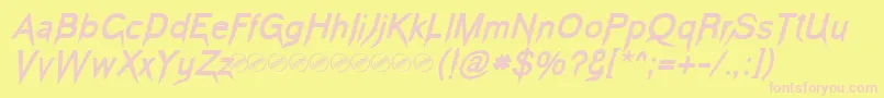 VampeticaBoldItalic Font – Pink Fonts on Yellow Background