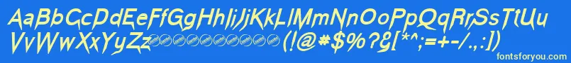 VampeticaBoldItalic Font – Yellow Fonts on Blue Background