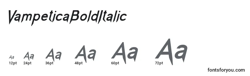 Größen der Schriftart VampeticaBoldItalic