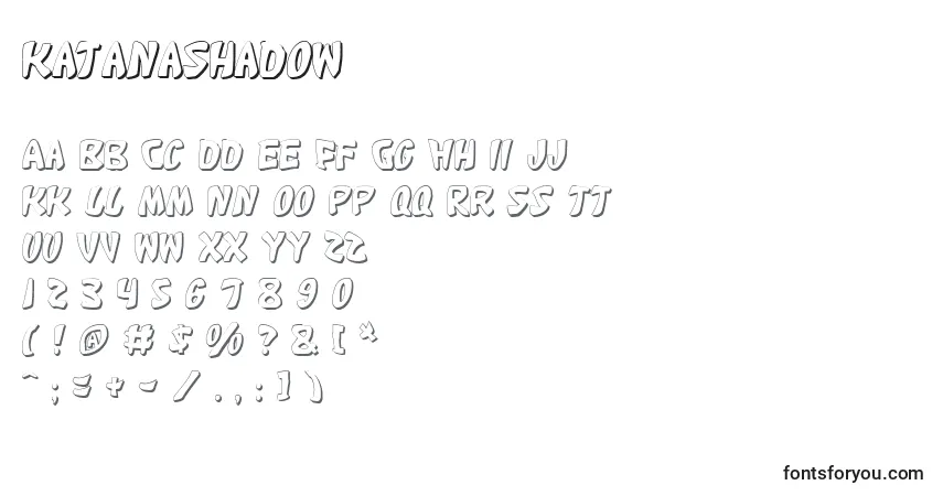 Schriftart KatanaShadow – Alphabet, Zahlen, spezielle Symbole