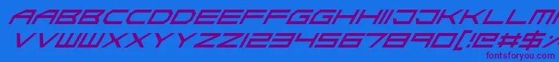 フォントAbsoluteZeroItalic – 紫色のフォント、青い背景
