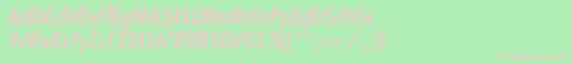 FuturaCondensedItalic-fontti – vaaleanpunaiset fontit vihreällä taustalla