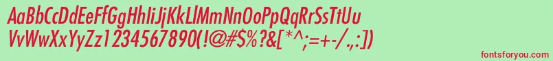 FuturaCondensedItalic Font – Red Fonts on Green Background