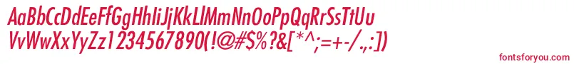 FuturaCondensedItalic-Schriftart – Rote Schriften auf weißem Hintergrund