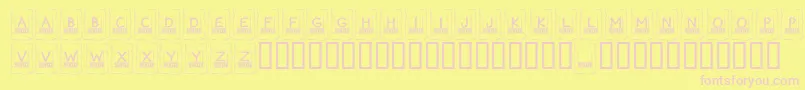 KrWanted-fontti – vaaleanpunaiset fontit keltaisella taustalla