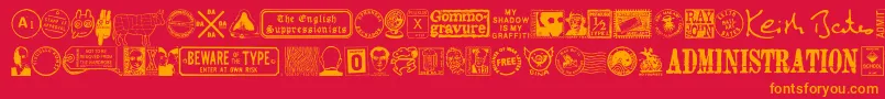 フォントMaGraphics – 赤い背景にオレンジの文字