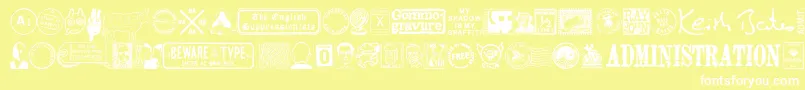 MaGraphics-Schriftart – Weiße Schriften auf gelbem Hintergrund