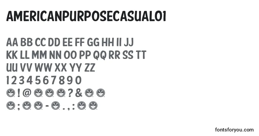 Schriftart AmericanPurposeCasual01 (49823) – Alphabet, Zahlen, spezielle Symbole